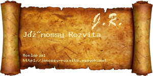 Jánossy Rozvita névjegykártya